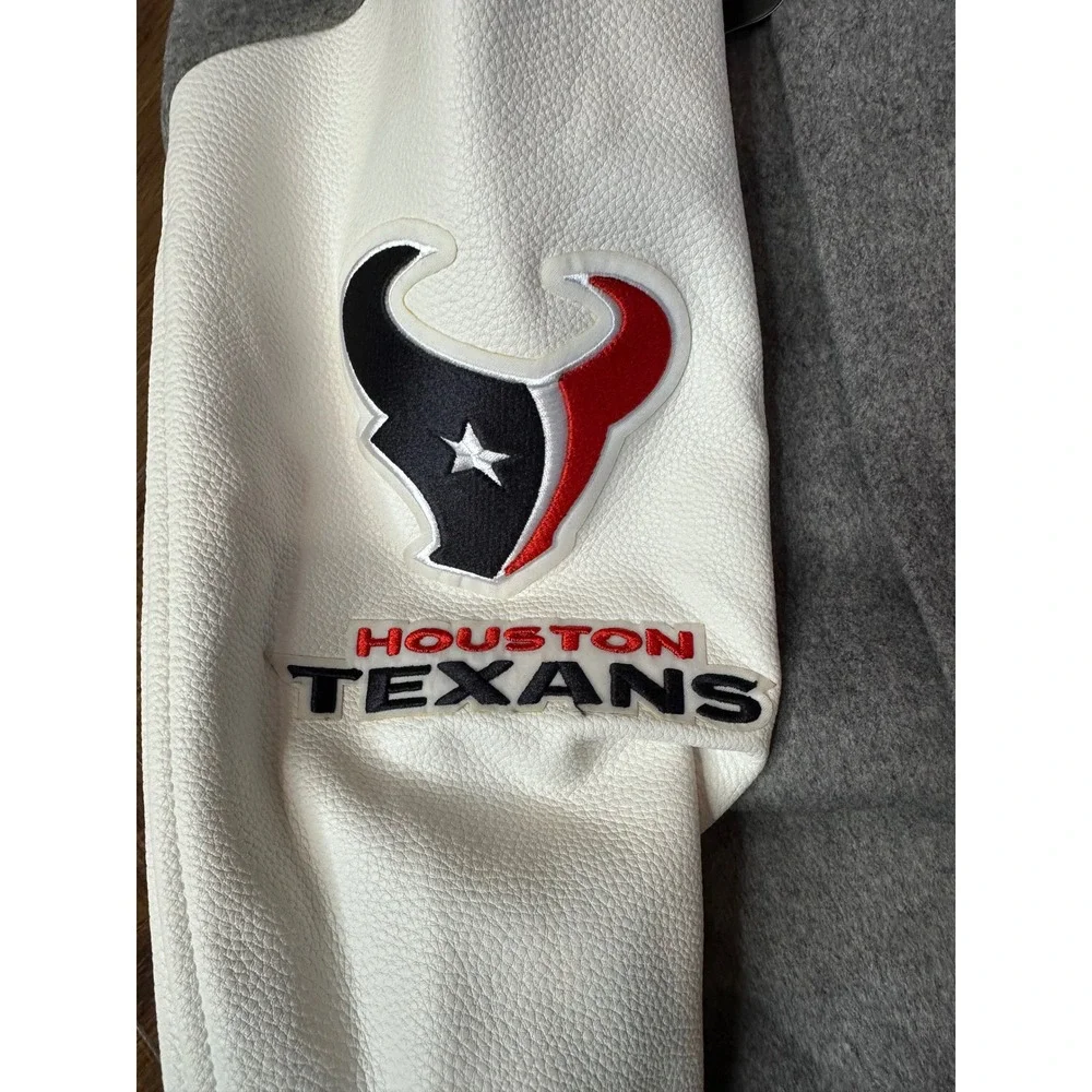 Pro Std‎ NFL Houston Texan Old English Wool Varsity Jacket XL Grey White
